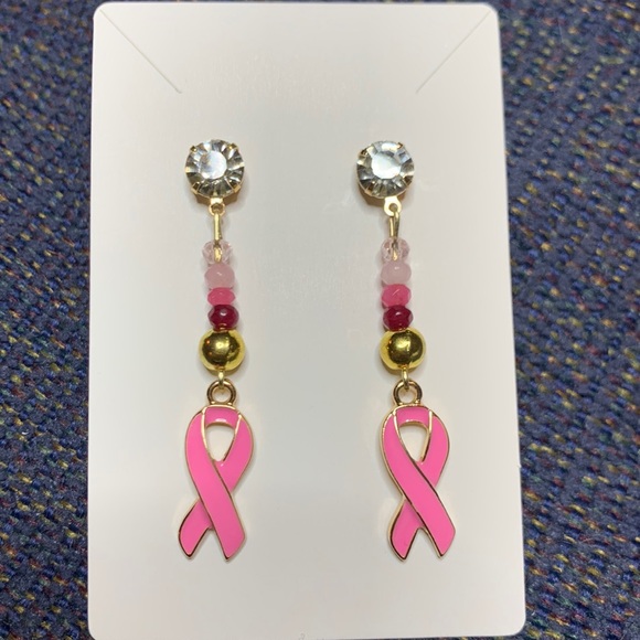 Handcrafted Pink Hope Dangling Earrings - Picture 3 of 6